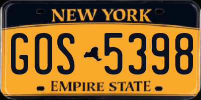 NY license plate GOS5398