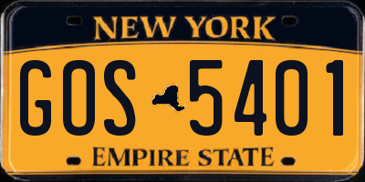 NY license plate GOS5401