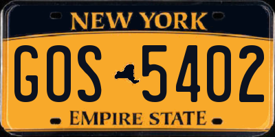 NY license plate GOS5402
