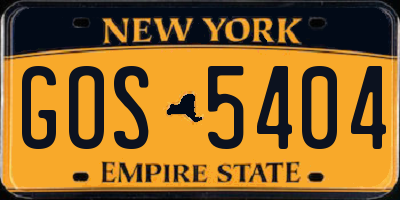 NY license plate GOS5404