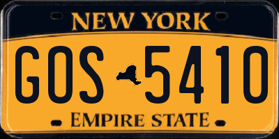 NY license plate GOS5410