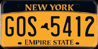NY license plate GOS5412