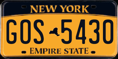 NY license plate GOS5430