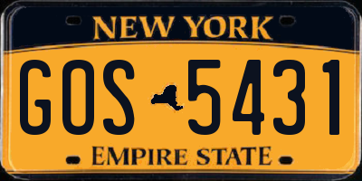 NY license plate GOS5431