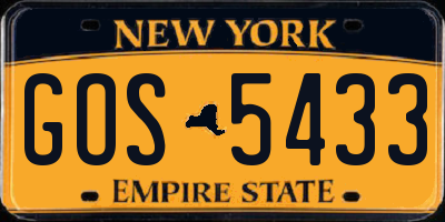 NY license plate GOS5433