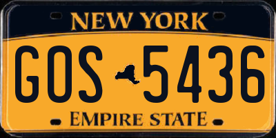 NY license plate GOS5436