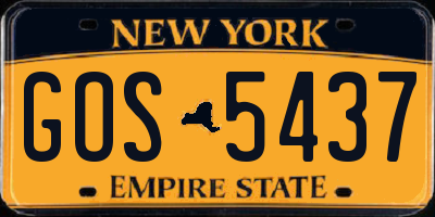 NY license plate GOS5437