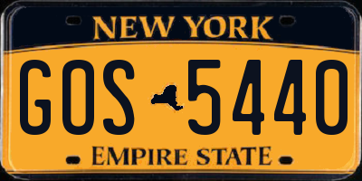 NY license plate GOS5440