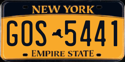 NY license plate GOS5441