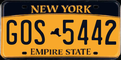 NY license plate GOS5442