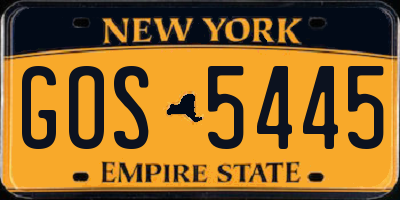 NY license plate GOS5445