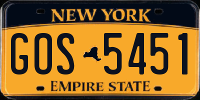 NY license plate GOS5451
