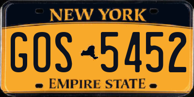 NY license plate GOS5452