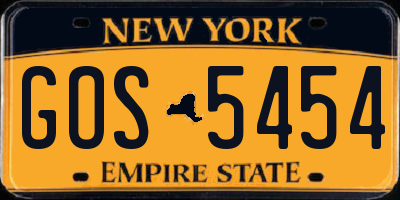 NY license plate GOS5454