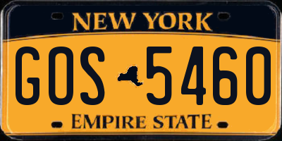 NY license plate GOS5460