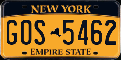 NY license plate GOS5462