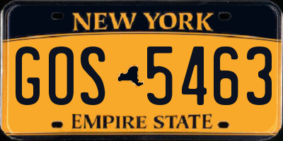 NY license plate GOS5463