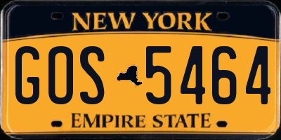 NY license plate GOS5464