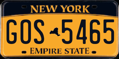 NY license plate GOS5465