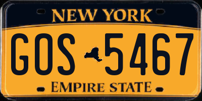 NY license plate GOS5467