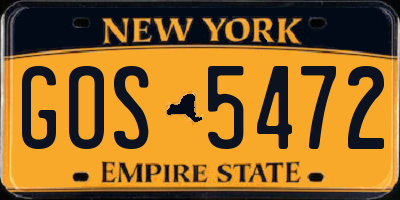NY license plate GOS5472