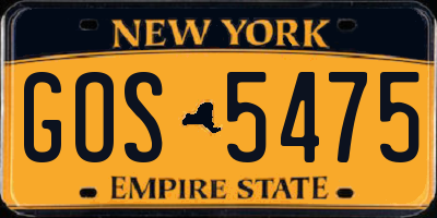 NY license plate GOS5475