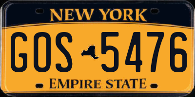 NY license plate GOS5476