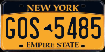 NY license plate GOS5485