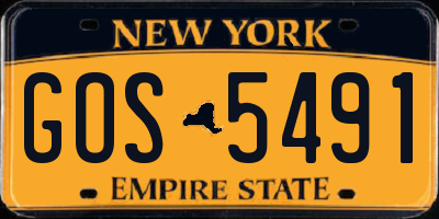 NY license plate GOS5491