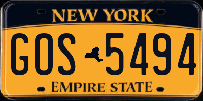 NY license plate GOS5494
