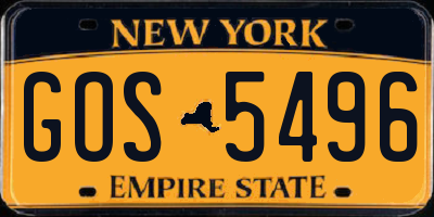 NY license plate GOS5496