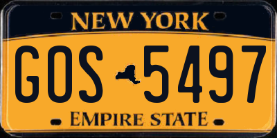 NY license plate GOS5497