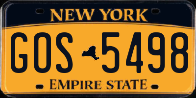 NY license plate GOS5498