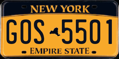 NY license plate GOS5501