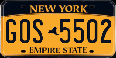 NY license plate GOS5502