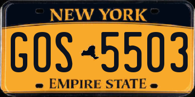 NY license plate GOS5503