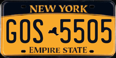 NY license plate GOS5505