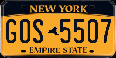 NY license plate GOS5507