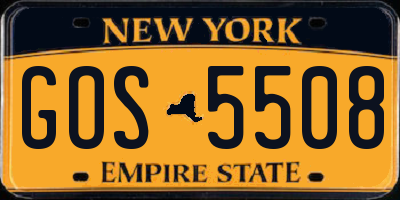 NY license plate GOS5508