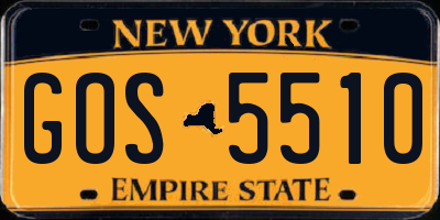 NY license plate GOS5510