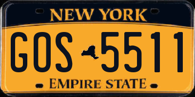 NY license plate GOS5511