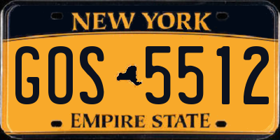 NY license plate GOS5512