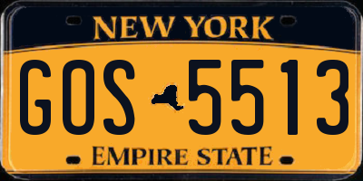 NY license plate GOS5513