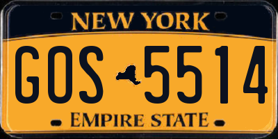 NY license plate GOS5514