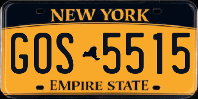 NY license plate GOS5515