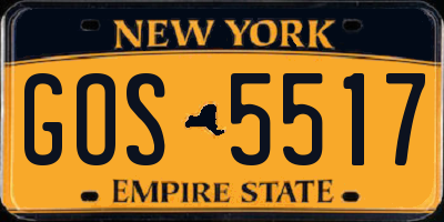 NY license plate GOS5517