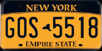 NY license plate GOS5518