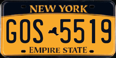 NY license plate GOS5519