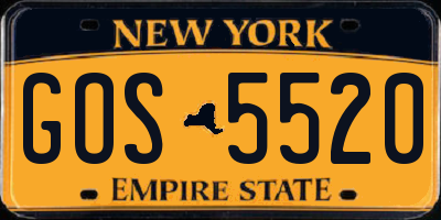 NY license plate GOS5520