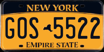 NY license plate GOS5522